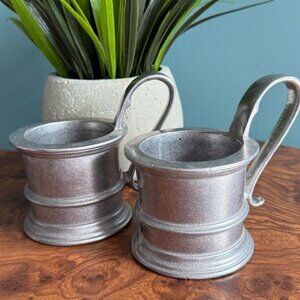 Vintage Wilton RWP Pewter Glass Mug Holder Set of 2